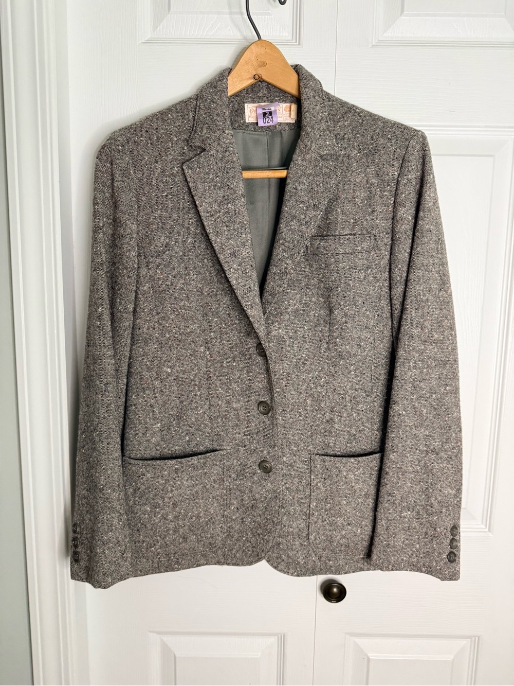 Vintage Pendleton Pure Virgin Wool Tweed Blazer Jacket Gray Size M/L USA Made